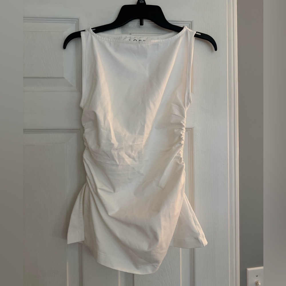 LOFT White Ruched Tank Top